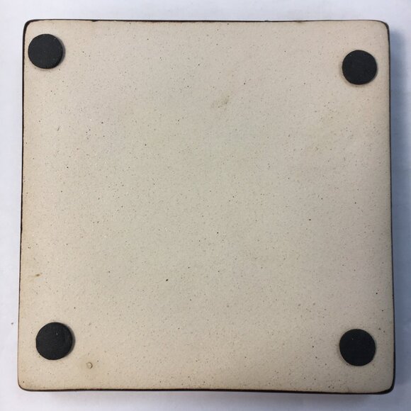 Handcrafted Majolica Style Drink Coasters Floral Ceramic Decor Gold Black - Picture 3 of 5